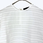 Load image into Gallery viewer, 【中古】ドゥロワー Drawer コットンピンタックショートスリーブブラウス マルチボーダー 透け感 ホワイト 白 i0421h00240
