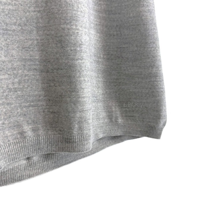 【中古】エポカ EPOCA クルーネック半袖ニット 薄手 透け感 シンプル ライト杢グレー i0818n0068