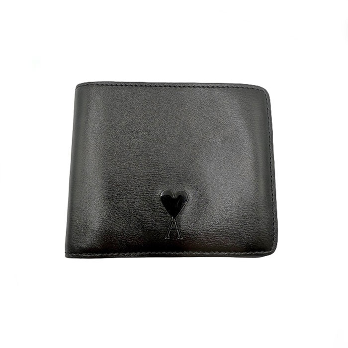 【中古】アミパリス AMI PARIS 財布 二つ折り シンプル 札入れ カード入れ 薄型 ブラック 黒 i0627aq03058