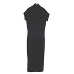 画像をギャラリービューアに読み込む, 【中古】Drawer ドゥロワー ニットワンピース ブラック 半袖 ハイネック リブニット ウール カシミヤ混 i1222h00162
