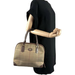 Load image into Gallery viewer, 【中古】バーバリー BURBERRY ハンドバッグ タマムシ チェック柄 レトロ ベージュ系 ブラウン i0225aq02364
