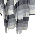 将图片加载到图库查看器，【中古】スリードッツ three dots フードカーディガン 太ボーダー ボタンレス グレー ダークグレー i0807n0203
