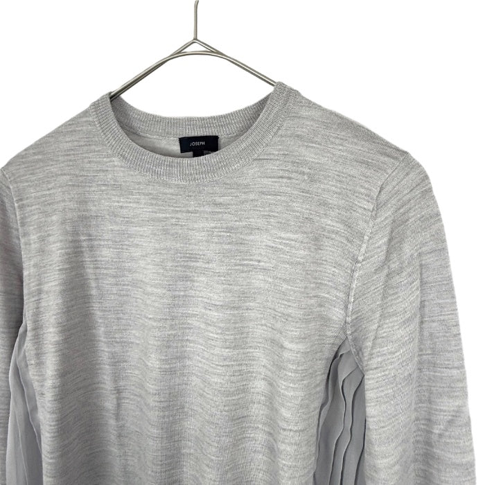 【中古】ジョセフ JOSEPH サイドシフォンプリーツニット クルーネック ニット 薄手 ライトグレー i0703n0146