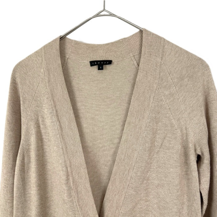 【中古】セオリー Theory カーディガン 長袖 Vネック コットン レーヨン シンプル ベージュ i0807n0164