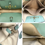 将图片加载到图库查看器，【中古】フルラ FURLA ハンドバッグ 2way ショルダーベルト くすみカラー グリーン系 i0710lq00160
