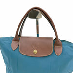 画像をギャラリービューアに読み込む, 【中古】Longchamp ロンシャン トートバッグ 小 青 ブルー ナイロン×レザー 折りたたみ可能 i1029pq03410
