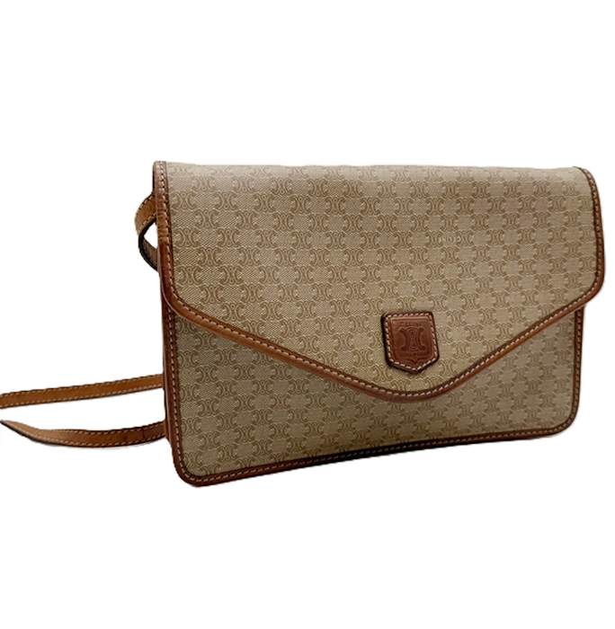 【中古】CELINE セリーヌ マカダム柄 ショルダーバッグ ベージュ ヴィンテージ 斜めがけ i0922lq00144