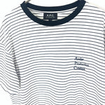 将图片加载到图库查看器，【中古】アーペーセー A.P.C. ボーダーTシャツ ピンボーダー ロゴ刺しゅう ホワイト ネイビー h1007k0116
