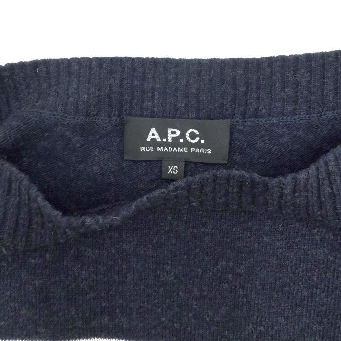 【中古】アーペーセー A.P.C. ボーダーニット カシミヤ混 ボートネック ネイビー ホワイト i0213n0046