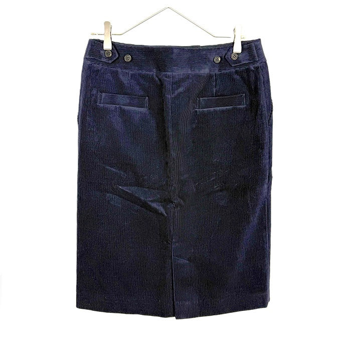 【中古】オールドイングランド OLD ENGLAND セミタイトスカート コーデュロイ ひざ丈 ネイビー 紺 i0703n0034