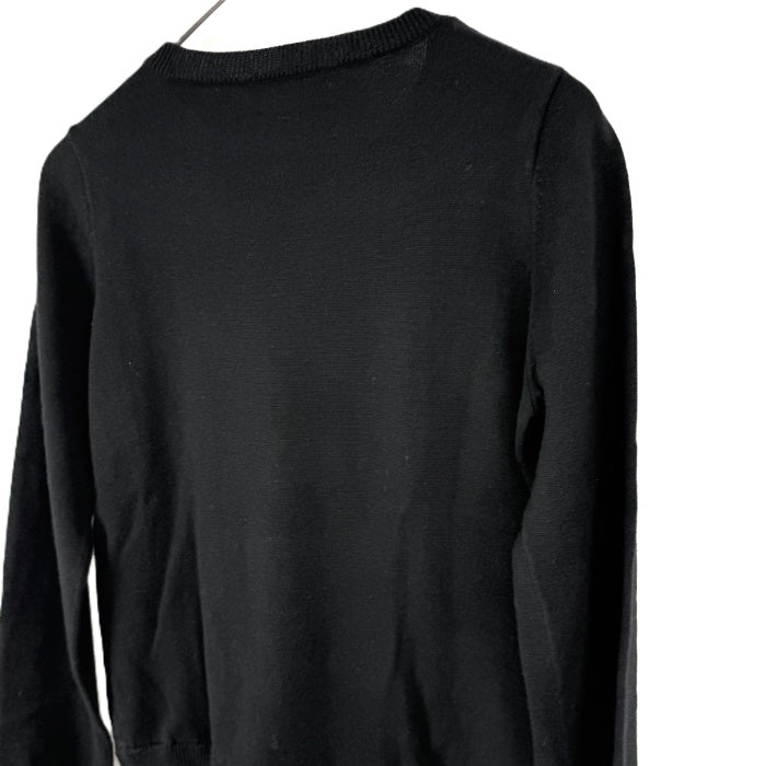 【中古】ヨーコチャン YOKO CHAN クルーネックニット 裾フリル 切り替え ブラック ネイビー 黒 紺 i0703n02410