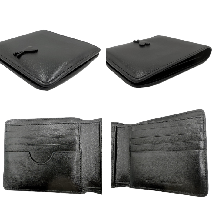 【中古】アミパリス AMI PARIS 財布 二つ折り シンプル 札入れ カード入れ 薄型 ブラック 黒 i0627aq03058