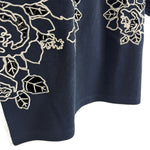 将图片加载到图库查看器，【中古】カルヴェン CARVEN カットソー 5分袖 レース くり抜き コットン チュニック ネイビー 紺 i0818n0034
