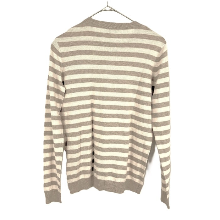 【中古】セオリー Theory ボーダーニット クルーネック コットン カシミヤ 薄手 アイボリー ベージュ i0703n0114