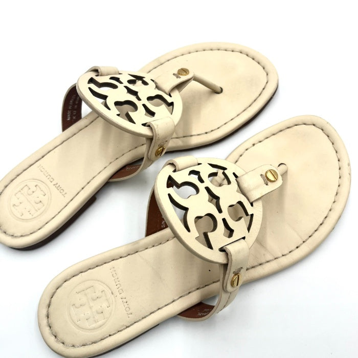 【中古】トリーバーチ Tory Burch トングサンダル ロゴモチーフ ペタンコ ライトベージュ系 g1109n01710