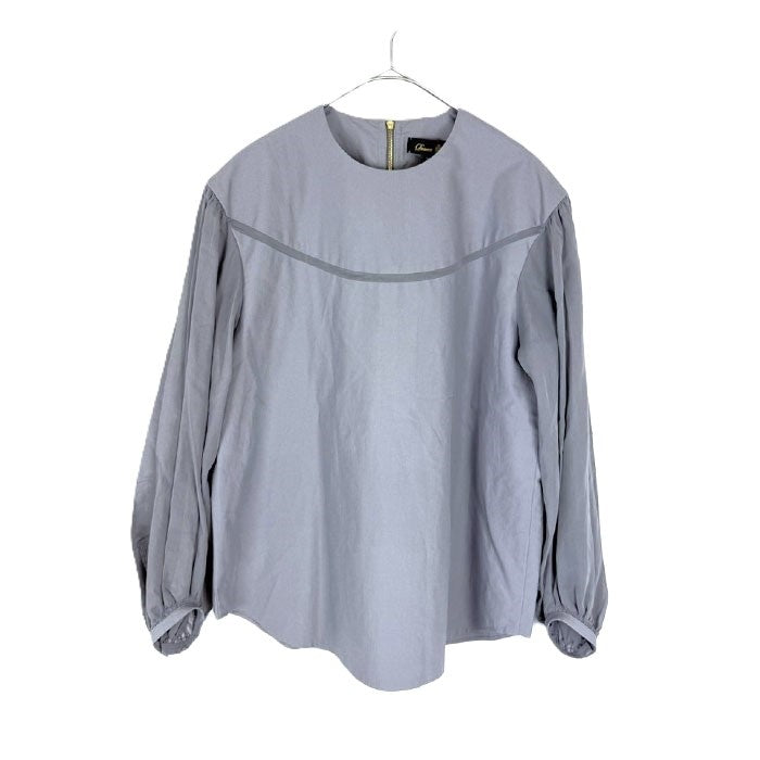 【中古】ドゥロワー Drawer バルーンスリーブブラウス 切り替え シアー 透け感 プルオーバー ライトグレー i0818o00325