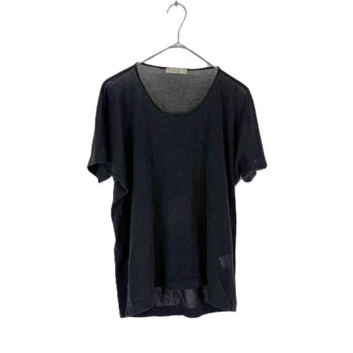 【中古】デプレ DES PRES 半袖ニット ラウンドネック 透け感 コットン シンプル ブラック 黒 i0818n0204