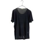 将图片加载到图库查看器，【中古】デプレ DES PRES 半袖ニット ラウンドネック 透け感 コットン シンプル ブラック 黒 i0818n0204
