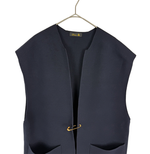 画像をギャラリービューアに読み込む, 【中古】ドゥロワー Drawer ジレ ベスト ネイビー ノースリーブ コットン i1117a00442
