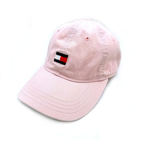 【中古】トミーヒルフィガー TOMMY HILFIGER キャップ 帽子 ロゴマーク 刺しゅう ライトピンク チェック h1226wq00412