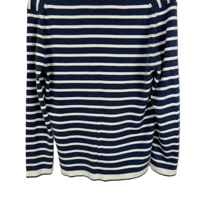 【中古】セオリーリュクス Theory luxe ボーダーカーディガン リブニット シルク ネイビー ホワイト i0703n0126