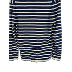 将图片加载到图库查看器，【中古】セオリーリュクス Theory luxe ボーダーカーディガン リブニット シルク ネイビー ホワイト i0703n0126
