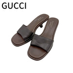 画像をギャラリービューアに読み込む, 【中古】グッチ GUCCI サンダル ミュール ロゴデザイン オープントゥ ヒール ブラウン 37 j0903dq02260
