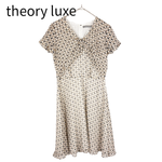 画像をギャラリービューアに読み込む, 【中古】セオリーリュクス theory luxe シルク100％ 総柄 半袖ワンピース ベージュ 38 i0911n0106
