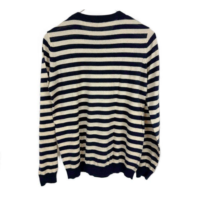 【中古】セオリー Theory ボーダーニット クルーネック コットン カシミヤ 薄手 アイボリー 濃紺 i0703n0104