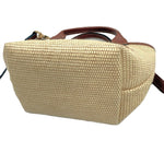 画像をギャラリービューアに読み込む, 【中古】ロンシャン Longchamp 2wayバッグ ハンドバッグ ショルダー ラフィア かごバッグ ベージュ ブラウン i0627aq001127
