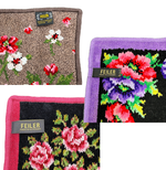 Load image into Gallery viewer, 【中古】フェイラー FEILER ハンカチ 大判 3枚セット 花柄 ブラック パープル ブラウン i0728tq0051
