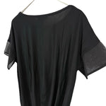 将图片加载到图库查看器，【中古】デプレ DES PRES 半袖カットソー そで口シアー素材 切り替え 透け感 ブラック 黒 i0807n0226
