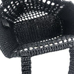 Load image into Gallery viewer, 【中古】プラダ PRADA ラフィアバッグ クロシェ トートバッグ メッシュ ロゴ刺しゅう 新品 未使用 ブラック 黒 i0305bq0011122
