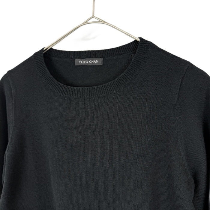 【中古】ヨーコチャン YOKO CHAN クルーネックニット 裾フリル 切り替え ブラック ネイビー 黒 紺 i0703n02410