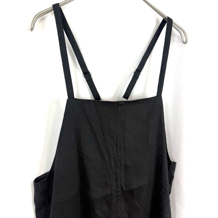 【中古】栗原はるみ KURIHARA HARUMI サロペットスカート ロング 裾スリット リネン混 ブラック 黒 h1223rq0166