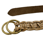 画像をギャラリービューアに読み込む, 【中古】ANGLO レザーベルト 編込み メッシュベルト ベージュ i0731wq0051
