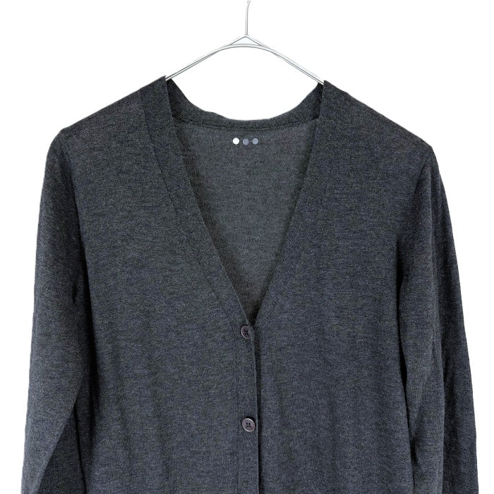 【中古】スリードッツ three dots カーディガン Vネック シンプル ロング 透け感 チャコールグレー i0818n0093