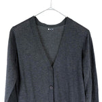 将图片加载到图库查看器，【中古】スリードッツ three dots カーディガン Vネック シンプル ロング 透け感 チャコールグレー i0818n0093
