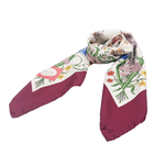 Load image into Gallery viewer, 【中古】グッチ GUCCI シルクスカーフ フラワー 花柄 ボタニカル ワインレッド j0405oq00358
