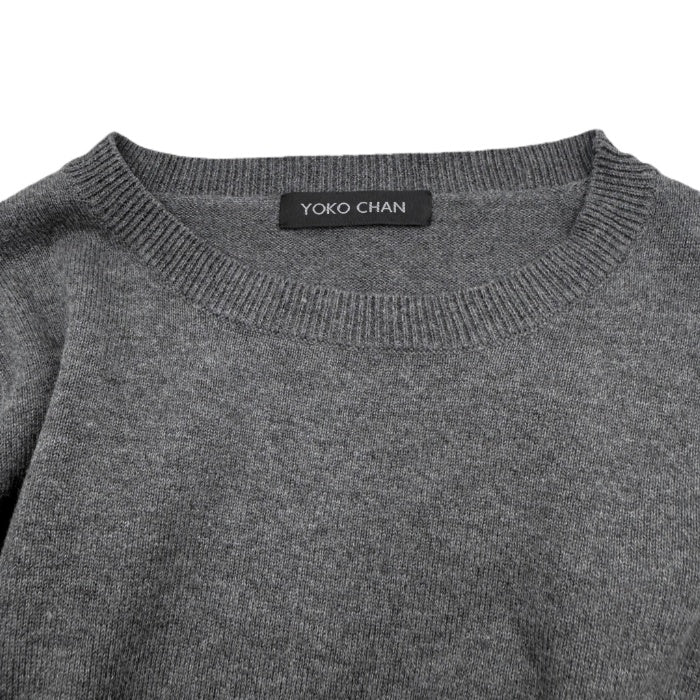 【中古】ヨーコチャン YOKO CHAN クルーネックニット 裾フリル 切り替え グレー ネイビー 紺 i0703n02312