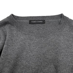 将图片加载到图库查看器，【中古】ヨーコチャン YOKO CHAN クルーネックニット 裾フリル 切り替え グレー ネイビー 紺 i0703n02312
