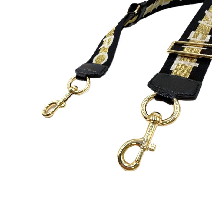 【中古】マークジェイコブス MARC JACOBS ショルダーストラップ ロゴ ラメ ゴールド ブラック ホワイト i0724lq00722