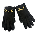 Load image into Gallery viewer, 【中古】グッチ GUCCI 手袋 ホースビット レザー スエード調 ゴールド金具 ブラック サイズ7 1/2 i1207oq01560
