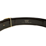 画像をギャラリービューアに読み込む, 【中古】GUCCI グッチ 本革 レザーベルト ブラック 黒 ゴールドGバックル i0907oq01557
