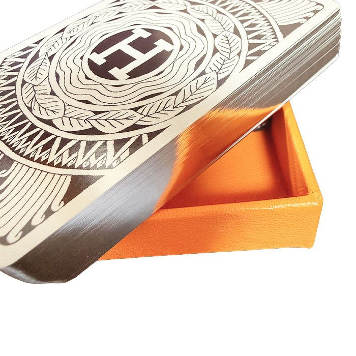 中古】エルメス HERMES トランプ 箱付き プレイングカード オレンジ