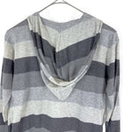 将图片加载到图库查看器，【中古】スリードッツ three dots フードカーディガン 太ボーダー ボタンレス グレー ダークグレー i0807n0203
