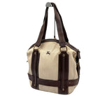 画像をギャラリービューアに読み込む, 【中古】バーバリー BURBERRY ハンドバッグ バイカラー 布生地 レザー カジュアル ベージュ ダークブラウン i0601oq01762
