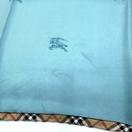 将图片加载到图库查看器，【中古】バーバリー BURBERRY スカーフ ロゴ 縁チェック おしゃれ シルク くすみブルー ベージュ i0727tq0073
