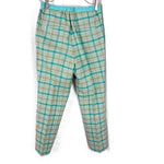 Load image into Gallery viewer, 【中古】ドゥロワー Drawer グレンチェックドロストパンツ コットン シルク エメラルドグリーン ベージュ i0805k00216
