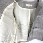 画像をギャラリービューアに読み込む, 【中古】VOUS ETES ヴゼット フリンジツイード ジャケット ノーカラー シルバー グレー フォーマル セレモニー 卒業式 入学式 i0515n0033
